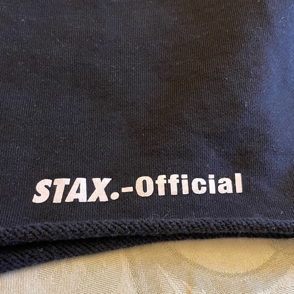 Stax. Official Unisex 100% Cotton Adjustable Black Shorts Side Pockets W=M | M=L - Picture 8 of 15